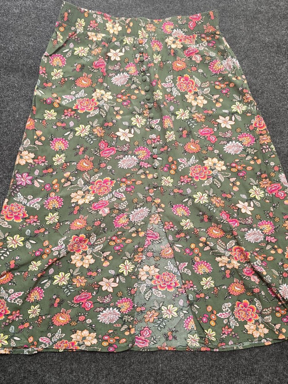 LOFT Floral Maxi Skirt Women’s Size M Green Multicolor Boho Viscose